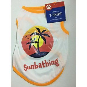 Small Pet Dog Cat T-Shirt Sunbathing With Tropical Island Picture NEW 21PT002